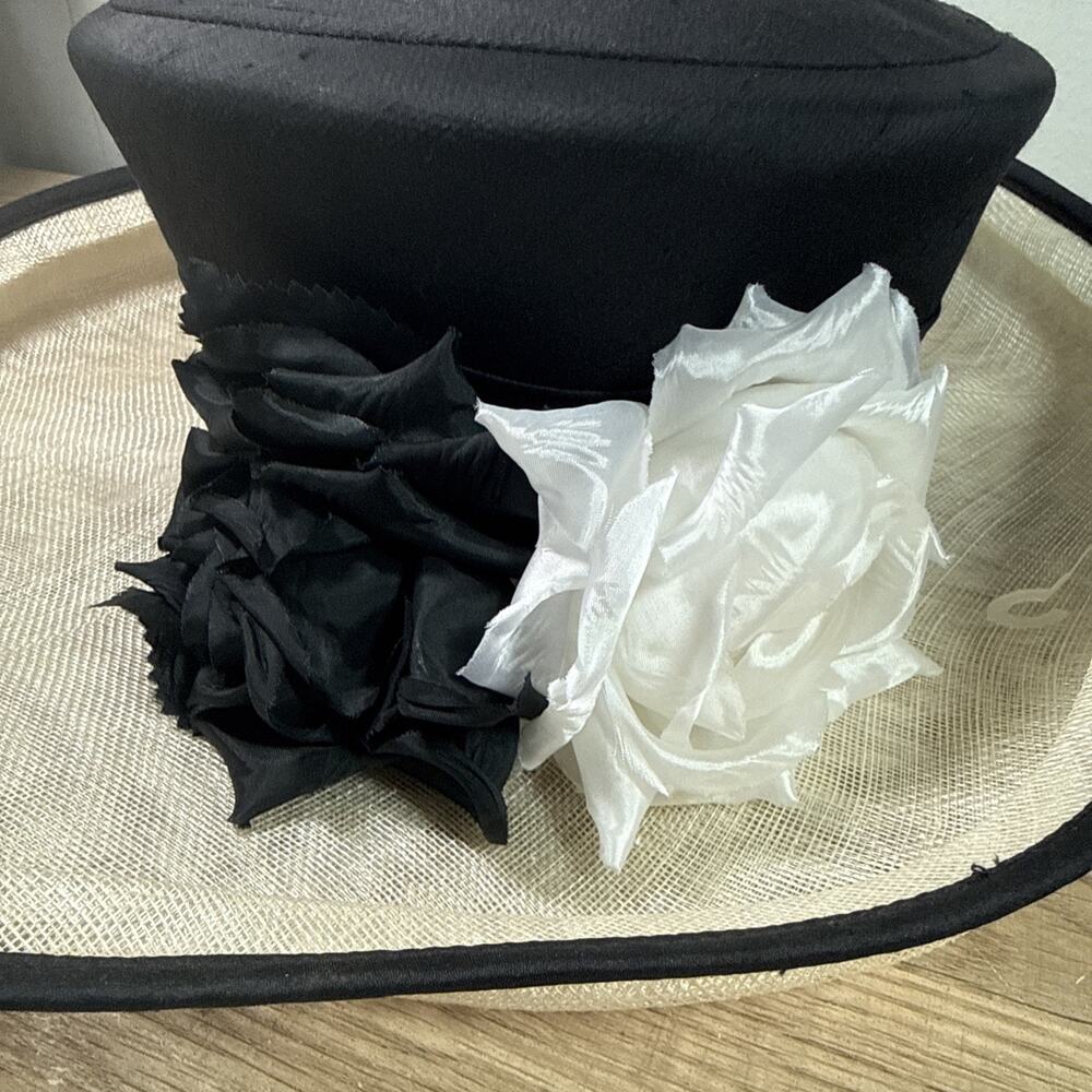 Peter Bettley London Hat, Wide Brim, Black Ivory Occasion Hat, Wedding, derby
